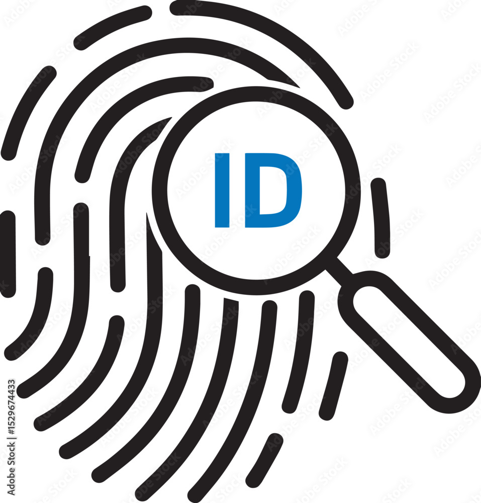 Fingerprint identification magnifying glass icon Fingerprint identification magnifying glass icon