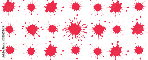 Collection of red ink splatter paint blots
