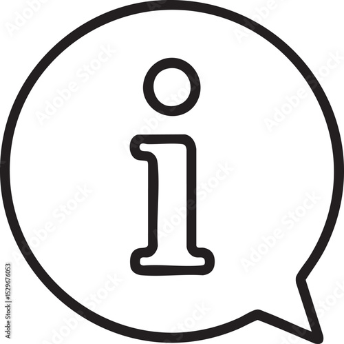 Information Icon in a Speech Bubble Indicating Details Help or Support Services black outline information