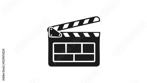 Clapper Board Icon Vector – Minimal Movie Slate Symbol for Film and Video Production