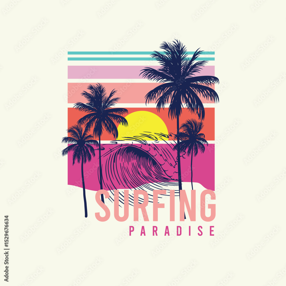 Obraz premium Surfing Paradise nature vector graphic design