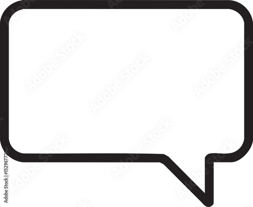 Simple Black and White Speech Bubble Icon for Communication and Design Projects minimalist black outline