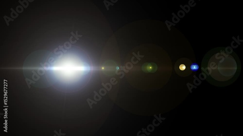 A cinematic lens flare animation with dynamic light refraction and subtle glow elements. Ideal for intros, transitions, or sci-fi visuals.