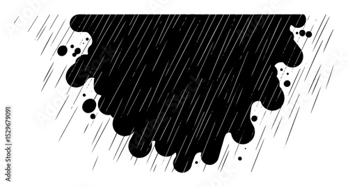 heavy rainstorm with dramatic black cloud ink splash style