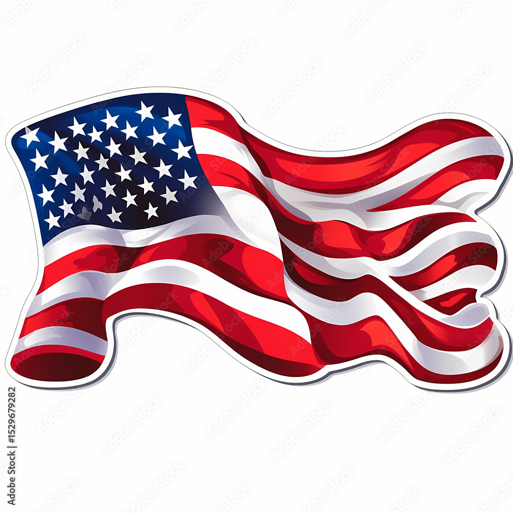 Fototapeta premium Waving flag with stars and stripes in dynamic motion Generative AI