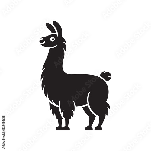 Friendly Llama Silhouette - Charming Animal Icon for Various Design Projects