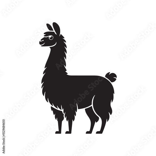 Friendly Llama Silhouette - Charming Animal Icon for Various Design Projects