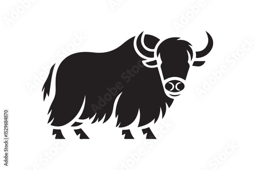 Yak Silhouette with Prominent Horns - Symbol of Strength and Himalayan Wildlife