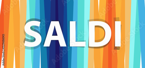Saldi scritta con sfondo colorato