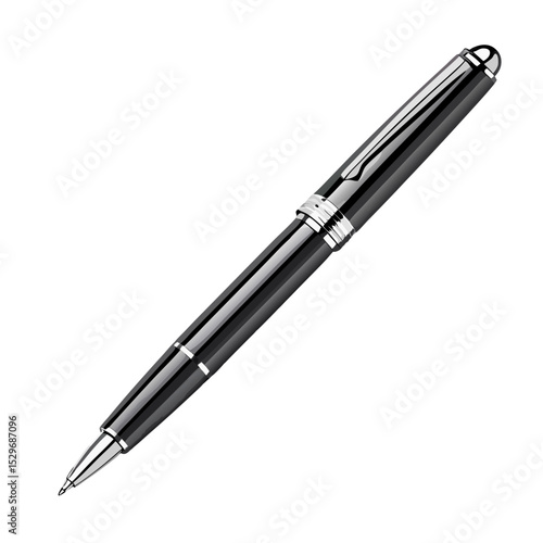 Black ballpoint pen – transparent background