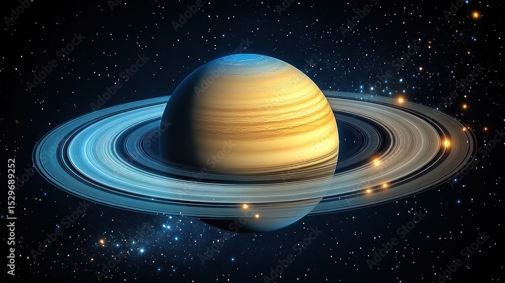 Fototapeta premium Ringed planet in dark space