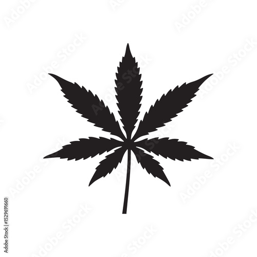 cannabis leaf isolated on white silhouette