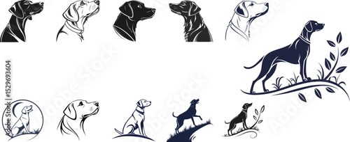 Standing black dog silhouette on white background, dog had vector, dog standing icon
