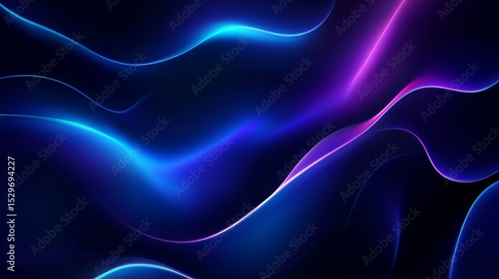 Fototapeta premium Dark blue abstract futuristic technology background with glowing ultraviolet neon lines and soft motion blur, digital light wave concept