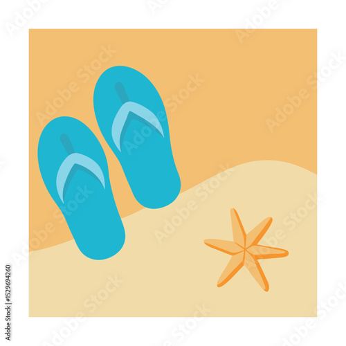 Flip Flops in Sand with Starfish