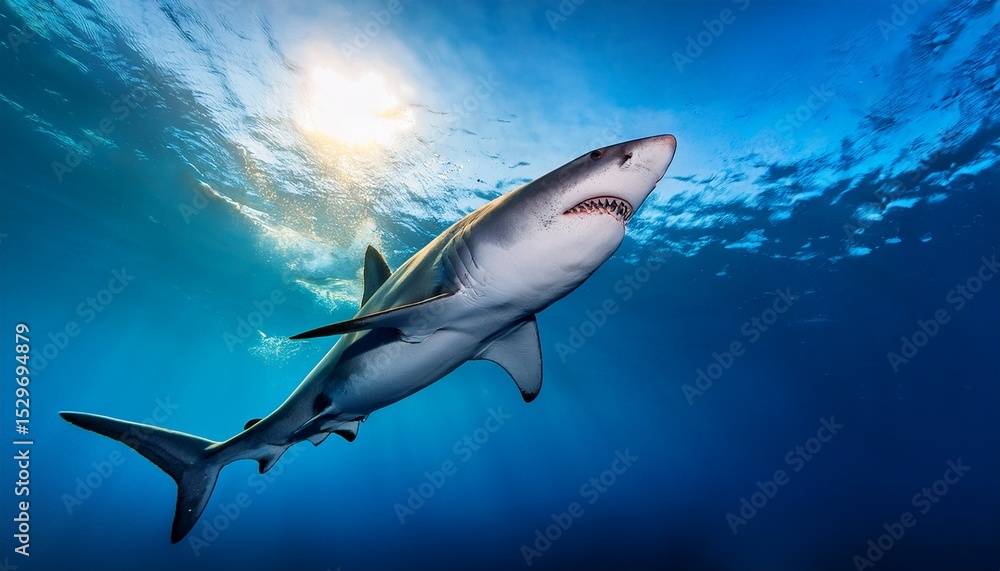 Fototapeta premium powerful shark in mid air