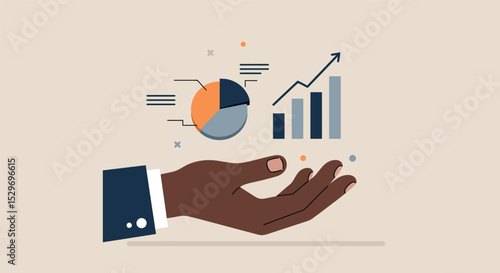 Data analytics and growth visualization for business strategy and planning vector illustration