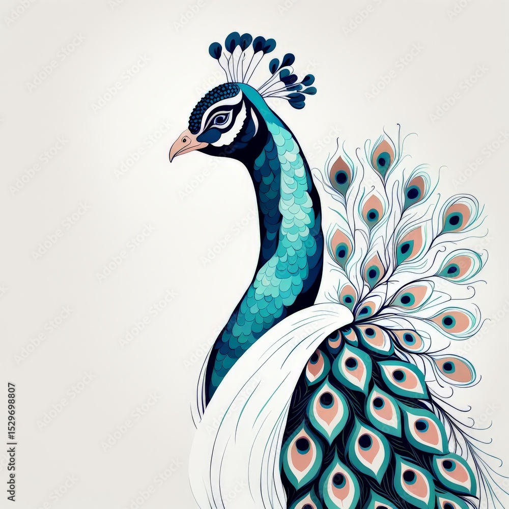 Fototapeta premium vector watercolor peacock.vector acock.