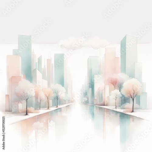 3d illustration of abstract background with a city and buildings