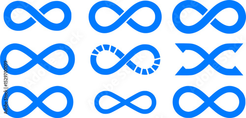 Set of Infinity Symbol Variations in Blue