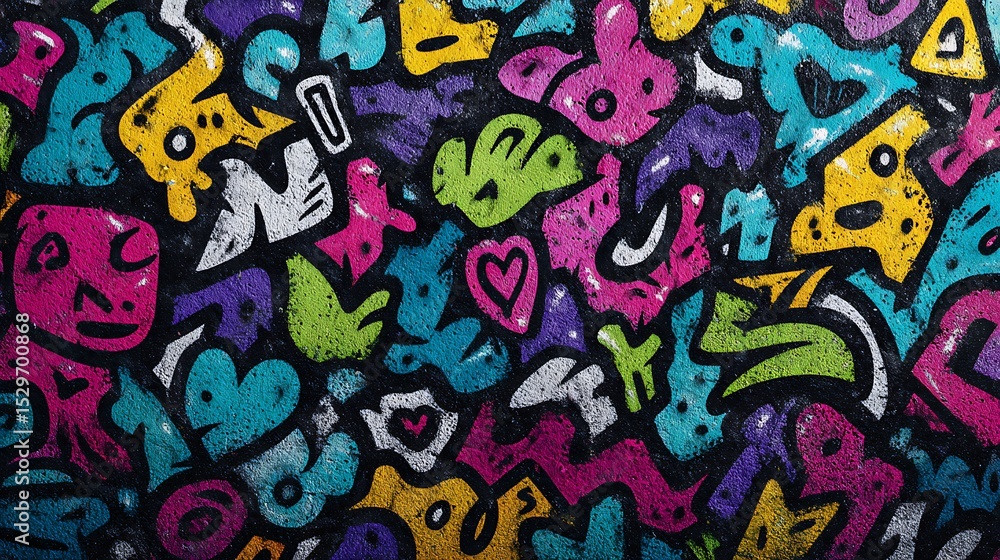 Fototapeta premium graffiti wall abstract background, Generative Ai not real photo, idea for artistic pop art background backdrop .