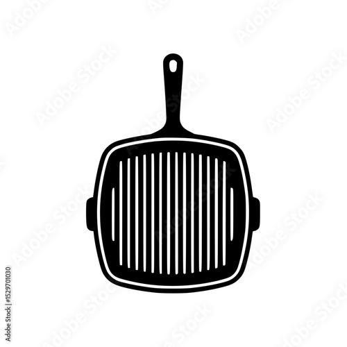 Black silhouette of a square grill pan with handle