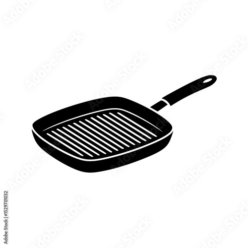 Black silhouette of a square grill pan with handle
