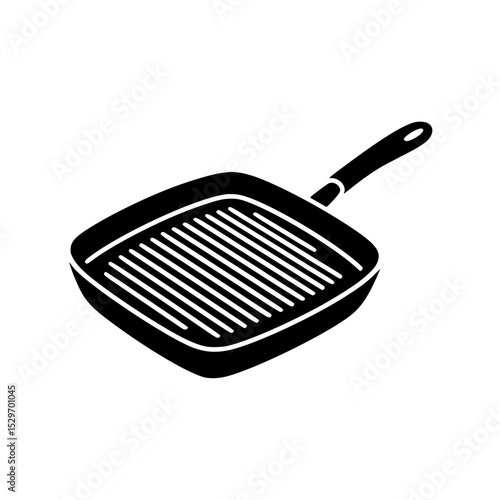 Black silhouette of a square grill pan with handle