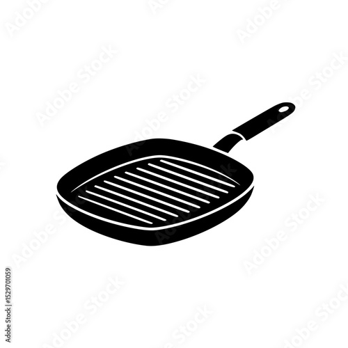 Black silhouette of a square grill pan with handle