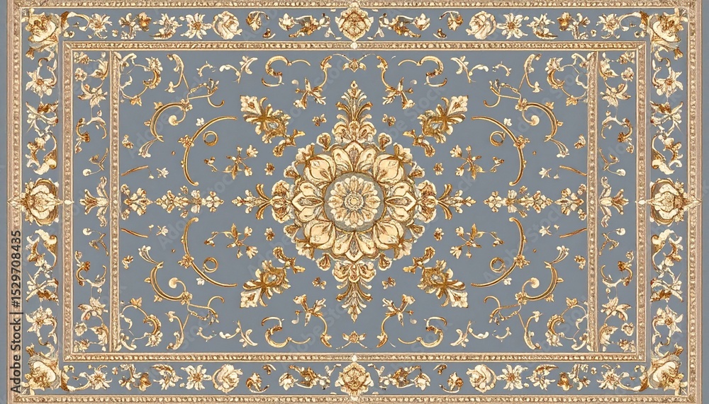 Obraz premium クラシックヨーロピアン絨毯の装飾模様｜Vintage Baroque European Carpet Ornament Pattern