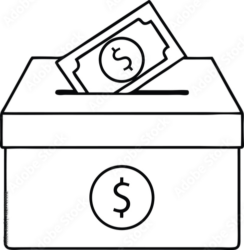 outline icon of donate money to charity box
