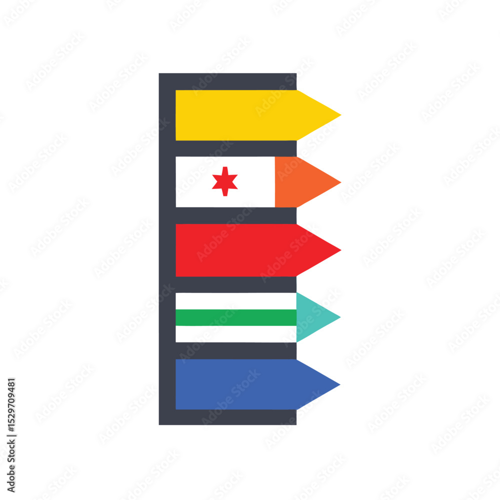 Vertical Mini Flag Style Labels Vector Vertical Mini Flag Style Labels Vector
