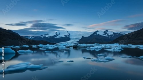 Wallpaper Mural Melting glacier lake with floating ice and calm water seamless looping 4k time-lapse animation video background Torontodigital.ca