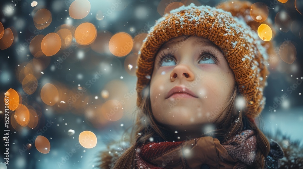 A young child watches snowflakes dance in the air while surrounded by the serene beauty of a winter landscape, evoking feelings of wonder and joy during the holiday season. A young child watches snowflakes dance in the air while surrounded by the serene beauty of a winter landscape, evoking feelings of wonder and joy during the holiday season.