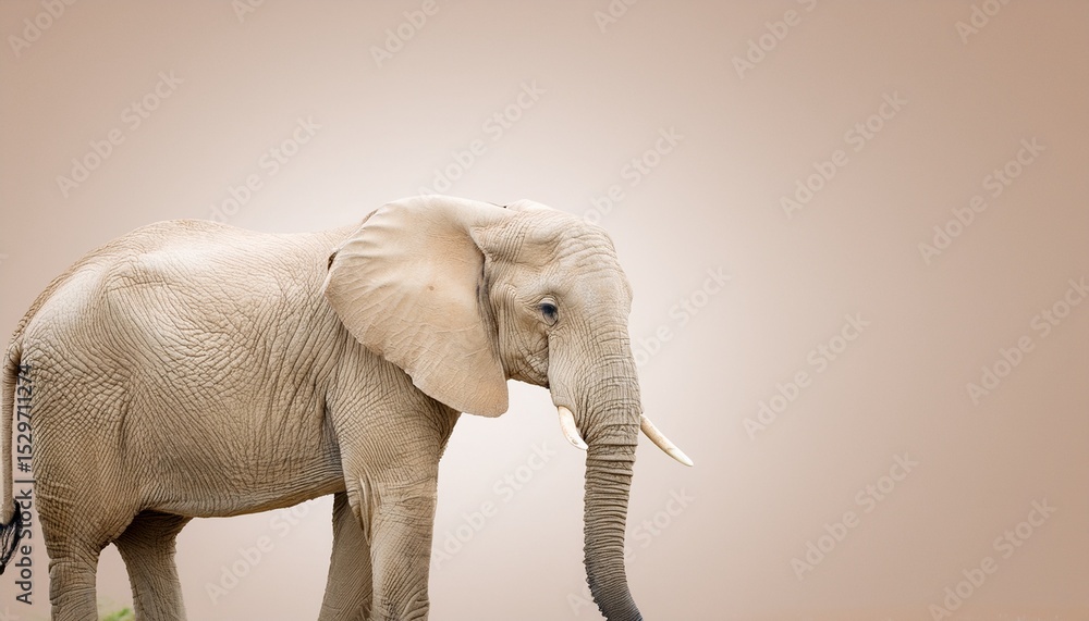 Obraz premium a light beige elephant stands against a plain background