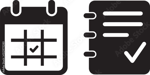 Streamline Your Workflow Calendar and Checklist Icons for Optimized Productivity and Task Management