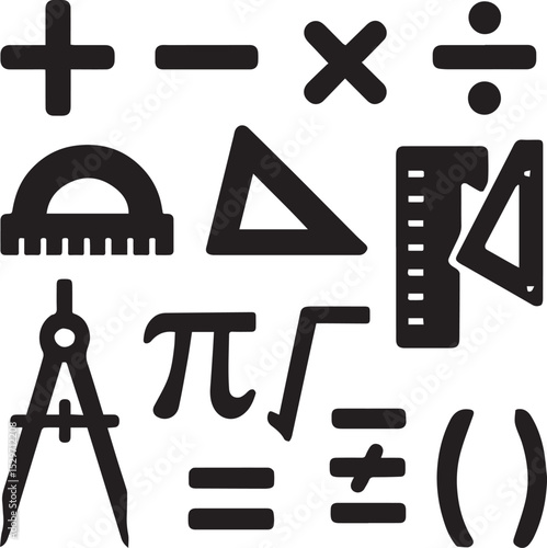 Wallpaper Mural Mathematics Symbols and Geometry Tools A Comprehensive Collection of Essential Elements for Mathematical Calculations and Geometric Constructions Torontodigital.ca
