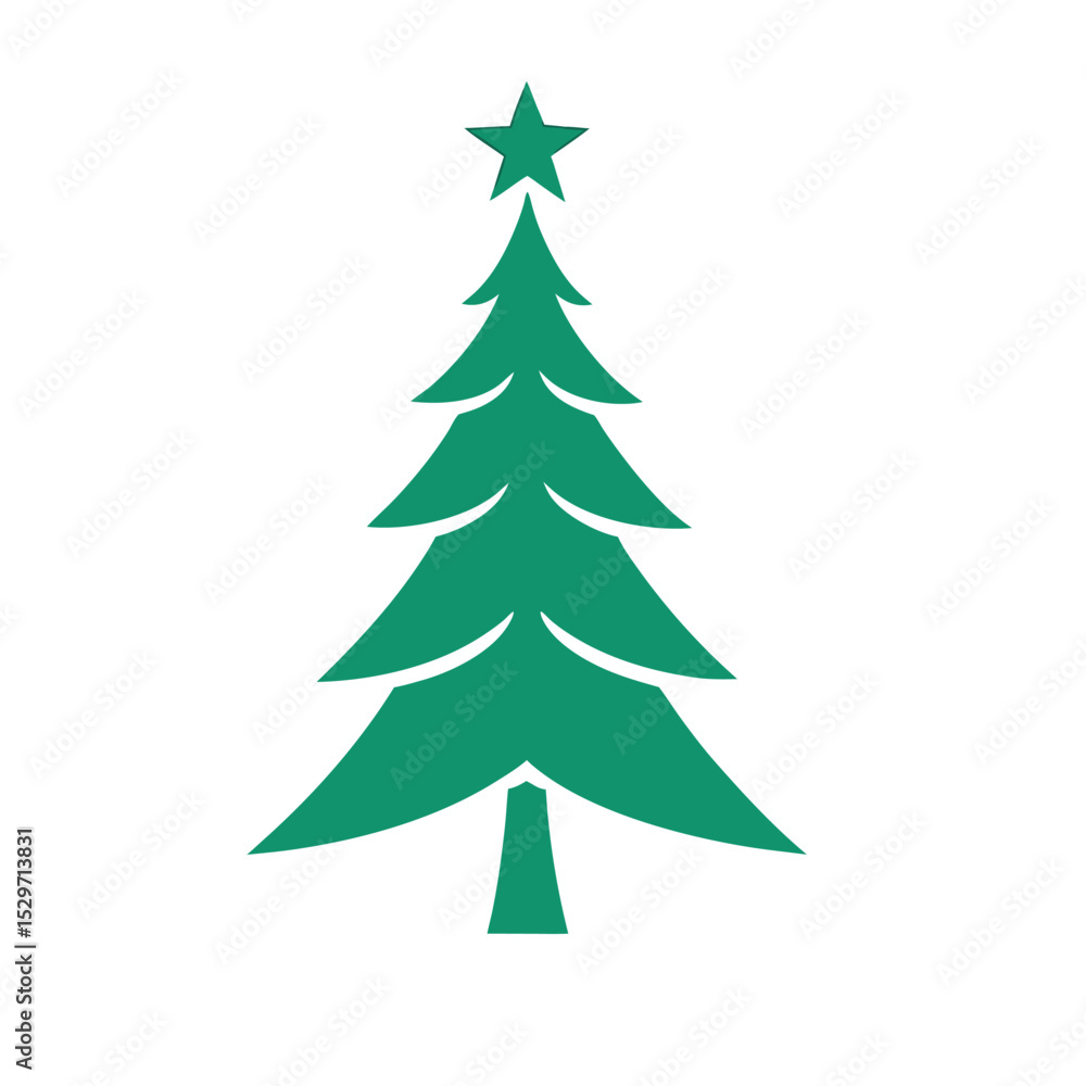 Festive Christmas Tree Silhouette Icon, Winter Holiday Vector Festive Christmas Tree Silhouette Icon, Winter Holiday Vector