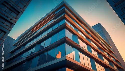 Wallpaper Mural unique hexagonal building facade urban architecture modern design low angle Torontodigital.ca