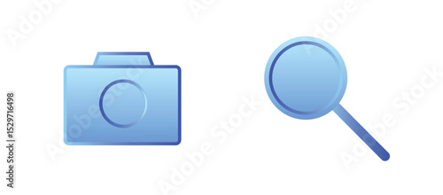 camera and lens icon glass look vector on white isolated