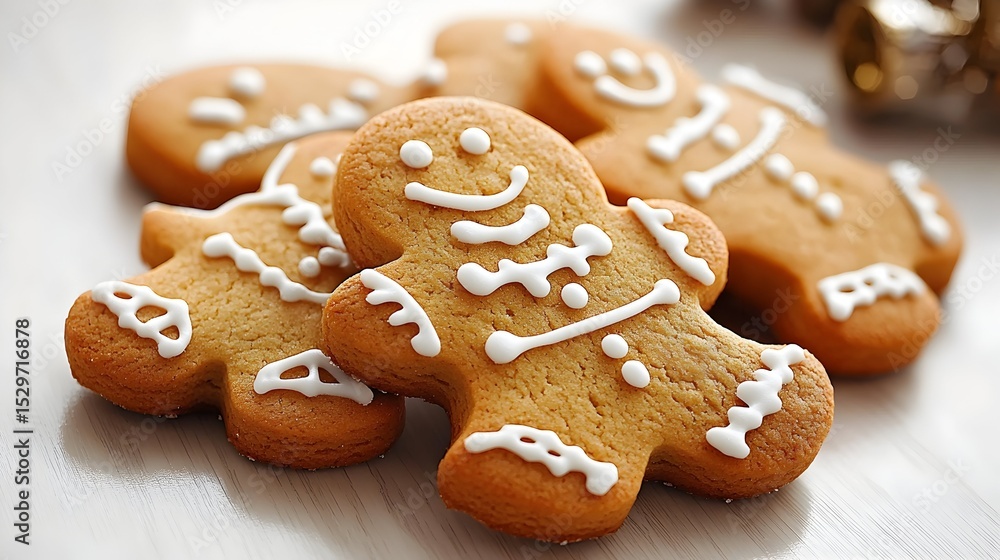 Festive gingerbread men cookies on table Festive gingerbread men cookies on table