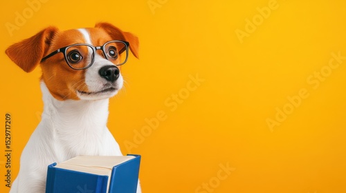 Smart Dog Reading a Book