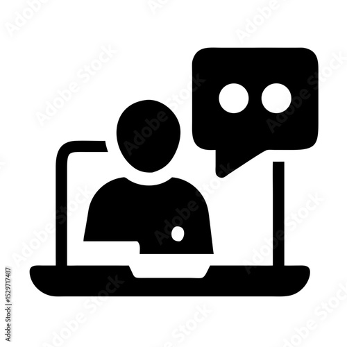 Patient Engaged in Online Consultation Using Laptop at Home in the Evening