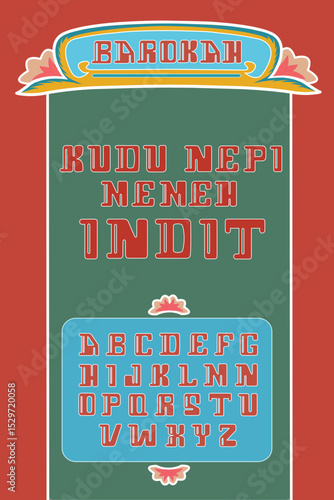 Fototapeta Vintage traditional Indonesian vernacular style type alphabet quote, display font poster, street typography art