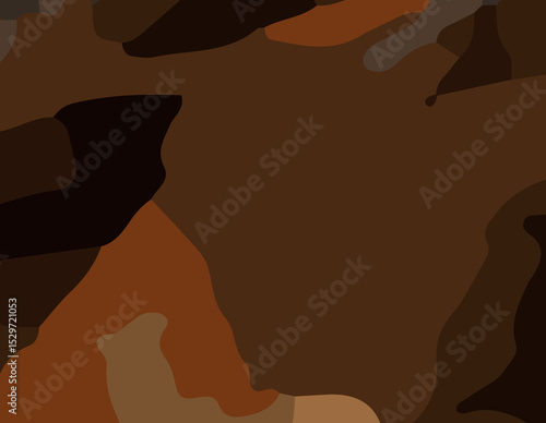 Brown Camouflage Abstract Background. Earth Tone Camo Texture Design. Dark Brown Military Camo Pattern. Abstract Forest Terrain Wallpaper. Woodland Camouflage Art Background. Organic Brown CamoSurface