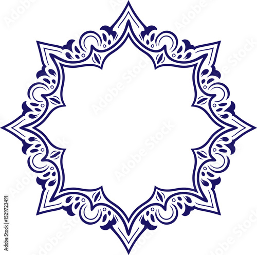 Iranian Tazhib Eslimi Floral Text Box Frame Vector. Ornamental Border Design	