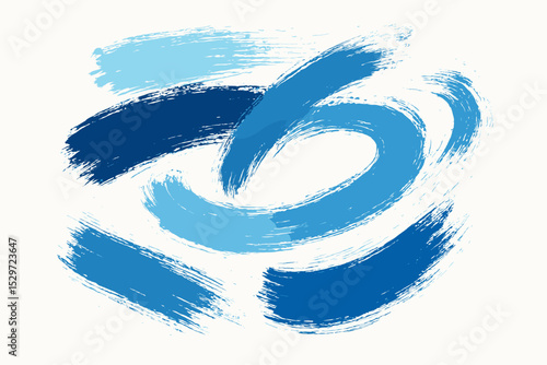 Set of blue paint brush strokes. Hand drawn abstract artistic texture elements. Creative ink grunge swabs, smears and splashes isolated on white background. Vector design.