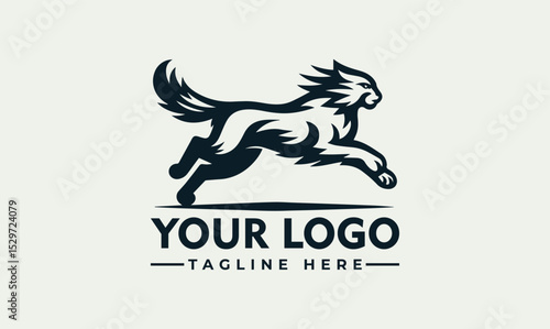 Dynamic engraved black and white illustration of a powerful lynx in a running pose. Wildlife and speed concept