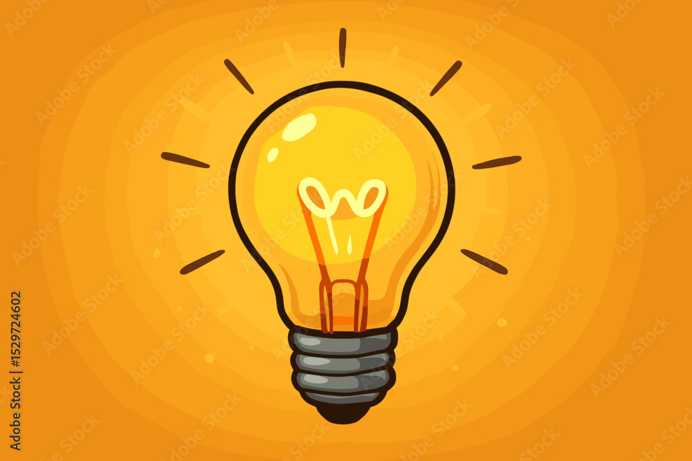Creative idea concept with glowing lightbulb. Cartoon vector illustration of an invention, solution, or inspiration. Symbol of innovation, learning, electricity, and bright thinking. Creative idea concept with glowing lightbulb. Cartoon vector illustration of an invention, solution, or inspiration. Symbol of innovation, learning, electricity, and bright thinking.