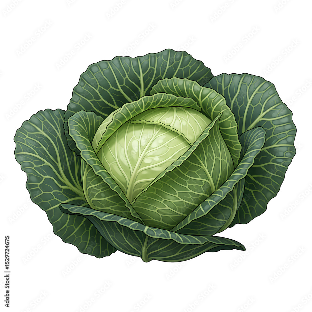 Fototapeta premium Organic Cabbage Isolated Transparent PNG Image